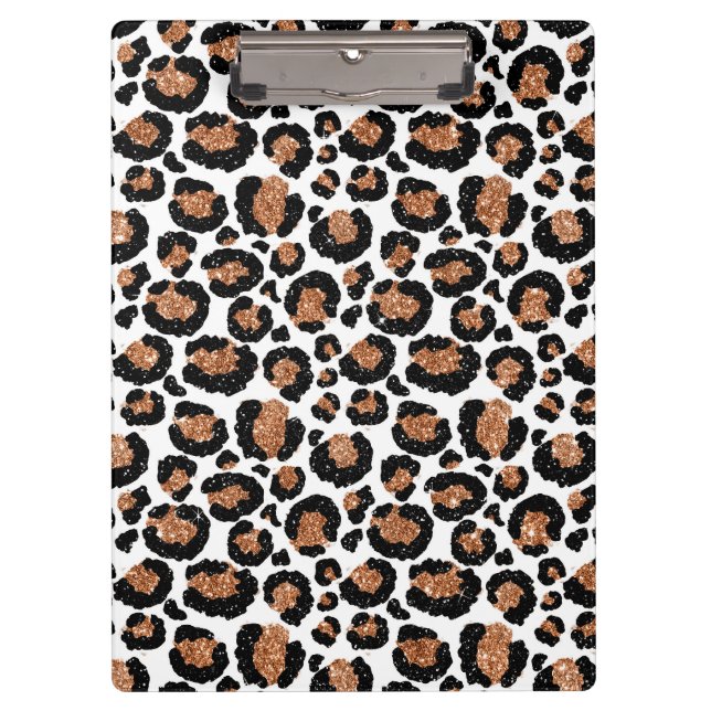 White and Gold Foil Cheetah - Leopard Pattern Clipboard (Front)
