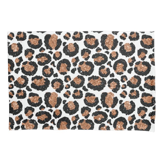 White and Gold Foil Cheetah - Leopard Pattern Pillowcase (Front)