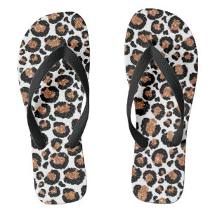 White and Gold Foil Cheetah or Leopard Pattern Thongs