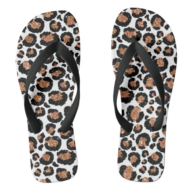 White and Gold Foil Cheetah or Leopard Pattern Thongs (Footbed)