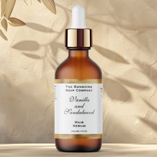 White and Gold Foil Cosmetics Dropper Bottle Label