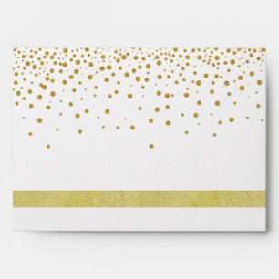 White and Gold Foil Faux Glitter Metal  Wedding Envelope