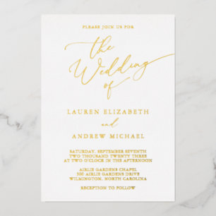 White and Gold Foil Monogram Minimalist Wedding Fo