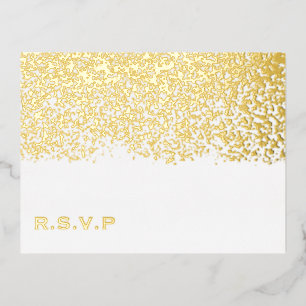 White and Gold Foil Wedding RSVP Holiday Postcard