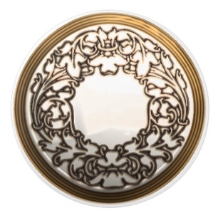 White and gold glass button ceramic knob