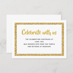 White and Gold Glitter Bar Mitzvah Insert Invitation