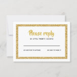 White and Gold Glitter Bat Mitzvah Reply RSVP Card<br><div class="desc">This trendy insert card features bold lettering on the front with a layered look in gold glitter and white,  and a solid coloured back.  Add your text using the template form.  Change the font,  layout and colours using the Customise feature.</div>