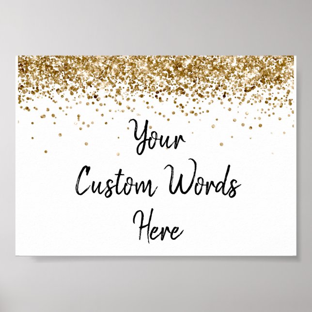 White and Gold Glitter Birthday Party Anniversary Poster (Front)