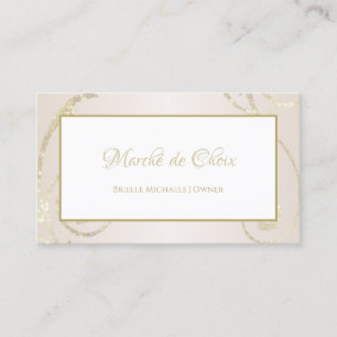 White and Gold Glitter Filigree Beauty Boutique Business Card
