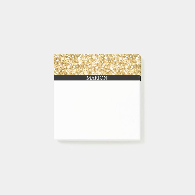 White And Gold Glitter Pattern Post-it Notes (Front)