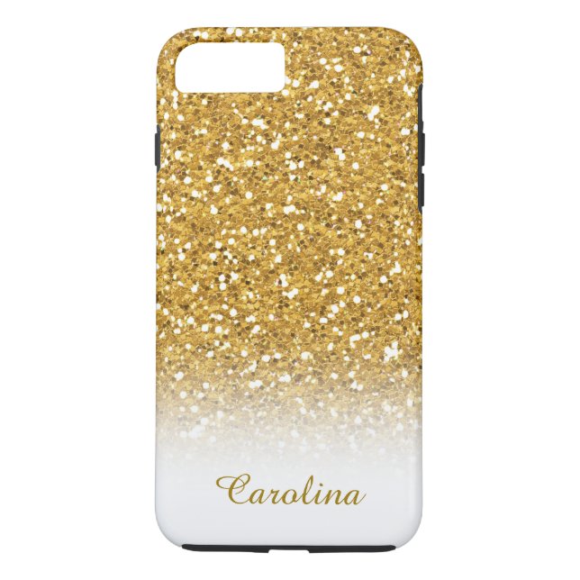 White and Gold Glitter, Personalised with Name Case-Mate iPhone Case (Back)