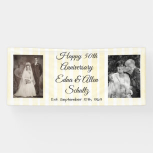 White and Gold Happy 50th Anniversary Banner