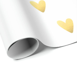 White and gold hearts wrapping paper