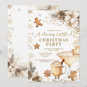 White and Gold Holiday Cocktail Party Invitation
