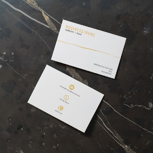 White and gold icons stripe business card