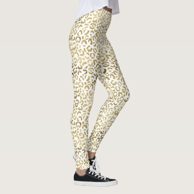 White and Gold Leopard Print  Leggings (Right)