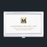 White and Gold Luxury  Business Card Holder<br><div class="desc">Keep your business cards organised in style with this elegant business card case featuring a solid white and gold initial logo design. Perfect for estate planners, financial planners, and other business professionals, this case exudes sophistication and professionalism. The durable construction ensures your cards stay protected while you're on the go....</div>