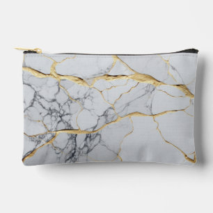 White and gold marble  accessory pouch