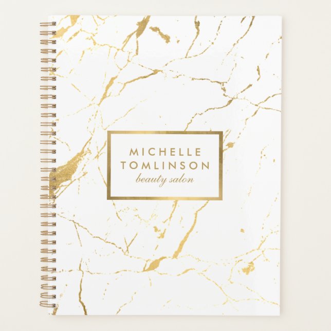 White and Gold Marble Appointment Book Planner (Front)