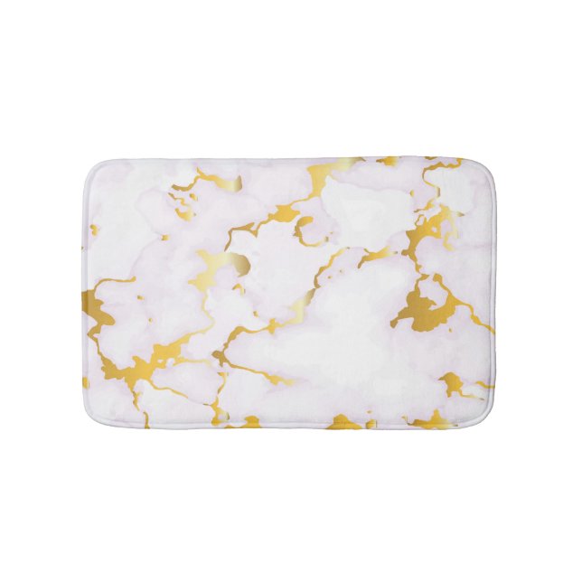 White And Gold Marble Bath Mat (Front)
