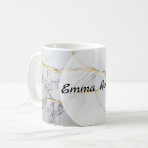 White and gold marble coffee mug
