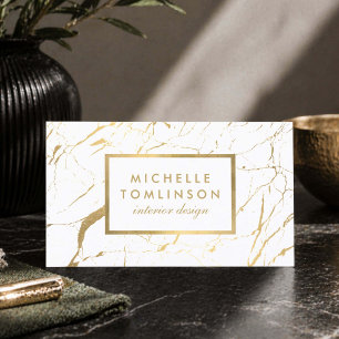 White and Gold Marble Designer Business Card