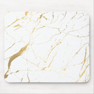 White and Gold Marble Designer Mouse Pad