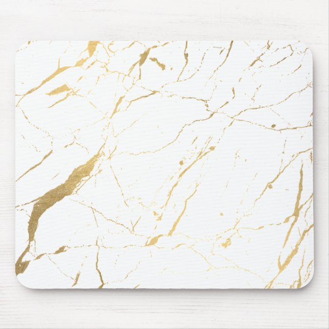 White and Gold Marble Designer Mouse Pad (Front)