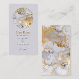White and gold marble effect modern business card