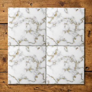White and gold Marble effect tile