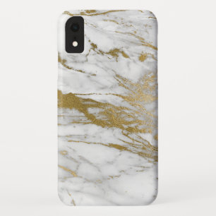 White and Gold Marble Elegant Modern Print iPhone XR Case