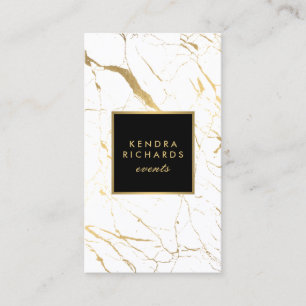 White and Gold Marble Event Planner Business Card