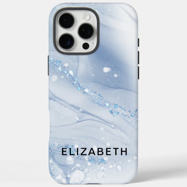 White and gold marble glitter personalized  Case-Mate iPhone case (Back)