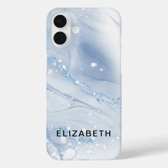 White and gold marble glitter personalized  Case-Mate iPhone case (Back)