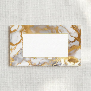 White and gold marble guest name place card