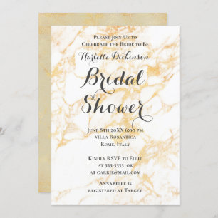 White and Gold Marble Invitation