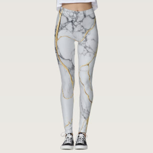 White and gold marble  leggings