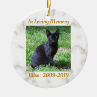 White and Gold Marble Memorial Ceramic Ornament