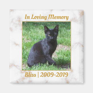 White and Gold Marble Memorial Magnet