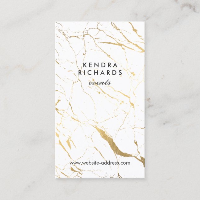 White and Gold Marble Pattern Designer Business Card (Front)