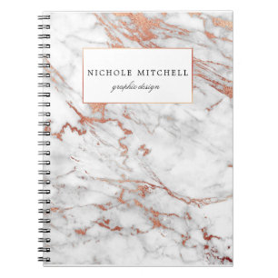 White and Gold Marble Spiral Notebook