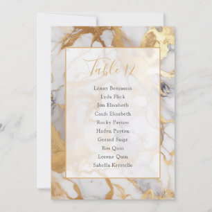 White and gold marble Table Number