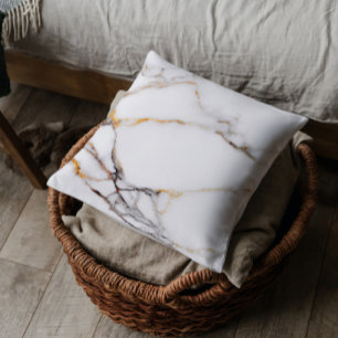 White and Gold Marble Texture Cushion