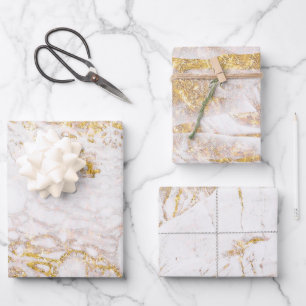 White and Gold Marble Wrapping Paper Sheet