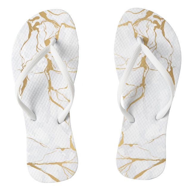 White And Gold Marbled Thongs (Footbed)