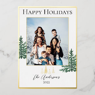White and Gold Modern Christmas Photo Card