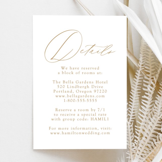 White and Gold Modern Elegance Wedding Details Enclosure Card (Creator Uploaded)
