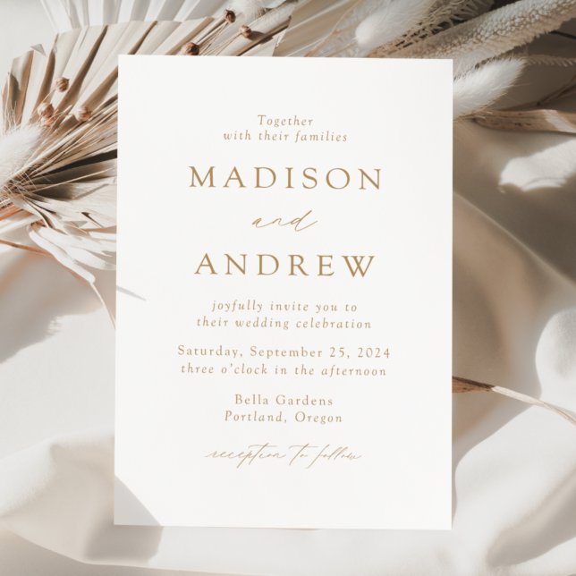 White and Gold Modern Elegance Wedding Invitation (Creator Uploaded)