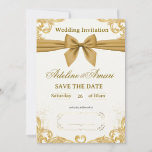 White and Gold Modern Elegant Wedding Celebration  Invitation