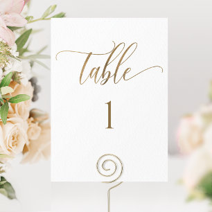 White and Gold Modern Minimalist Table Number